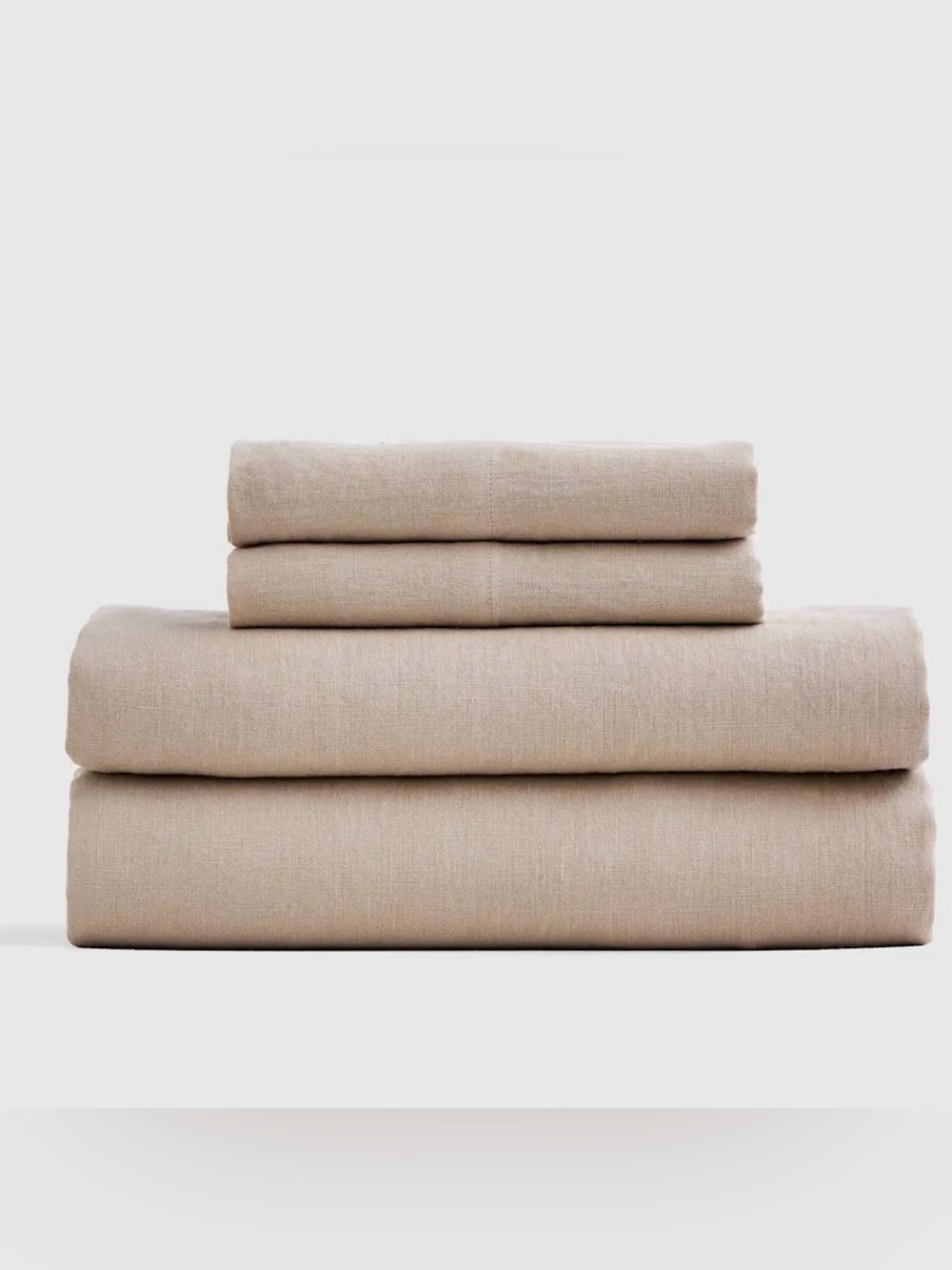NWT Quince European Linen 4 Piece Sheet Set, King (Toffee) - Picture 5 of 8